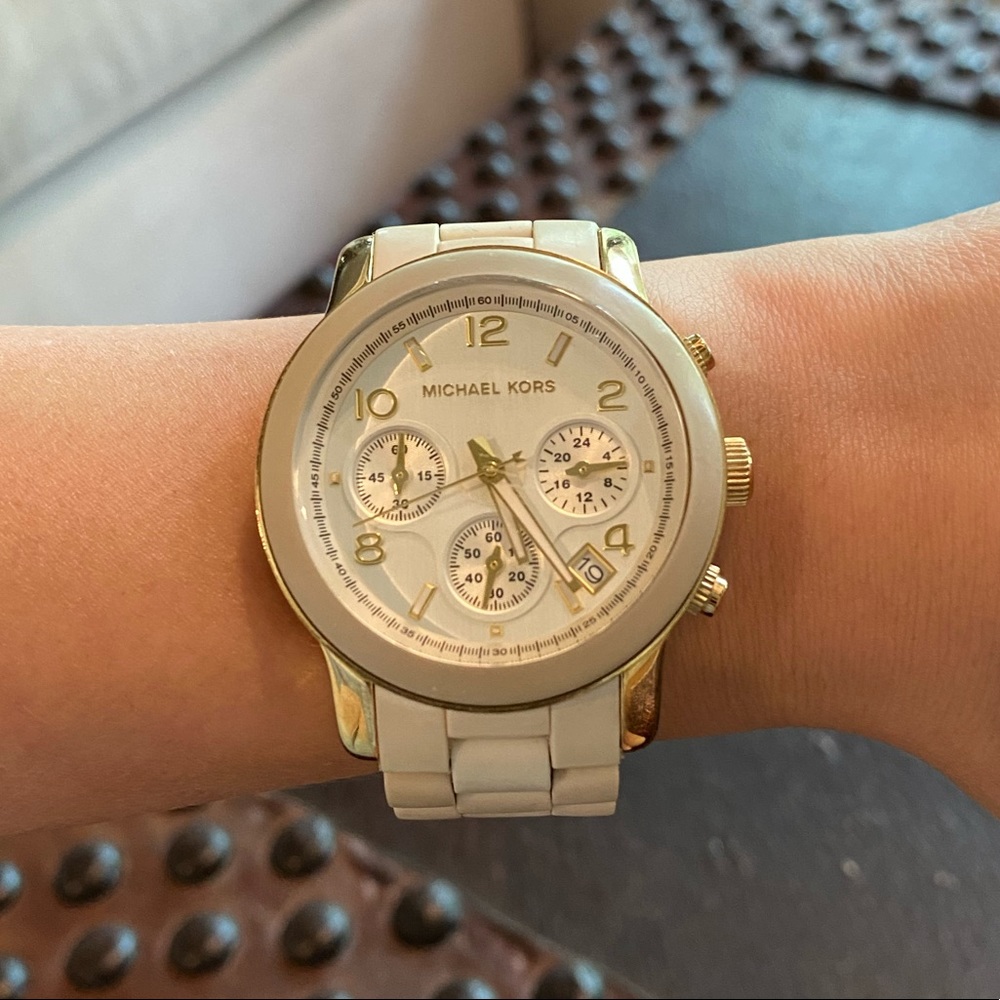 Michael Kors Watch-Gold HW, White strap